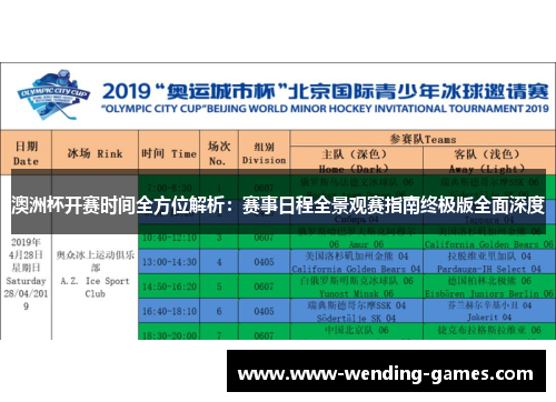 澳洲杯开赛时间全方位解析：赛事日程全景观赛指南终极版全面深度